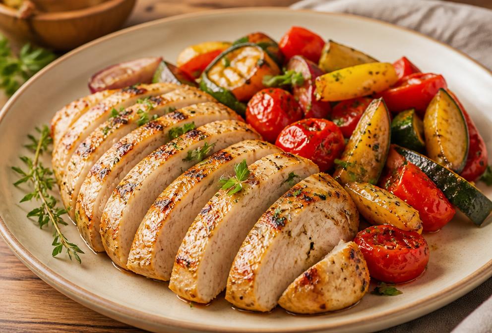 Gegrilde kipfilet met geroosterde groenten