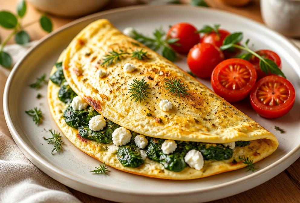 Spinazie-omelet met feta